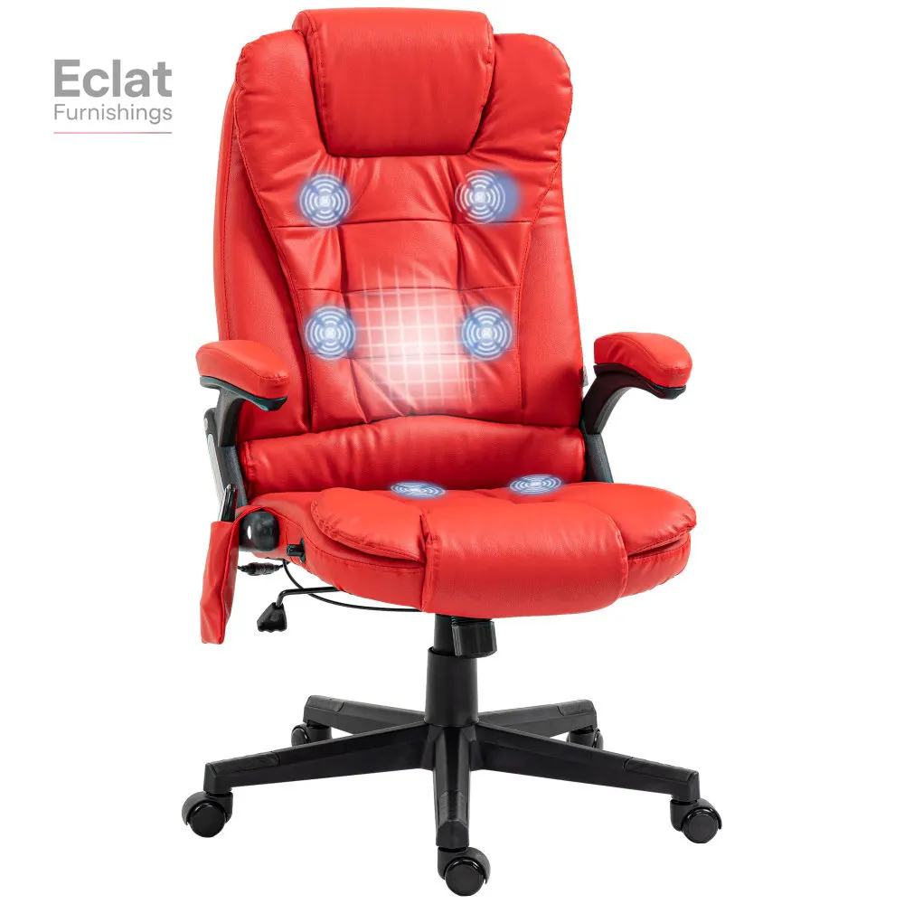 

High Back Vibration MassageOffice Chair with 6 Vibration Points,Heated Reclining PU LeatherComputer Chair with Armrest andRemote
