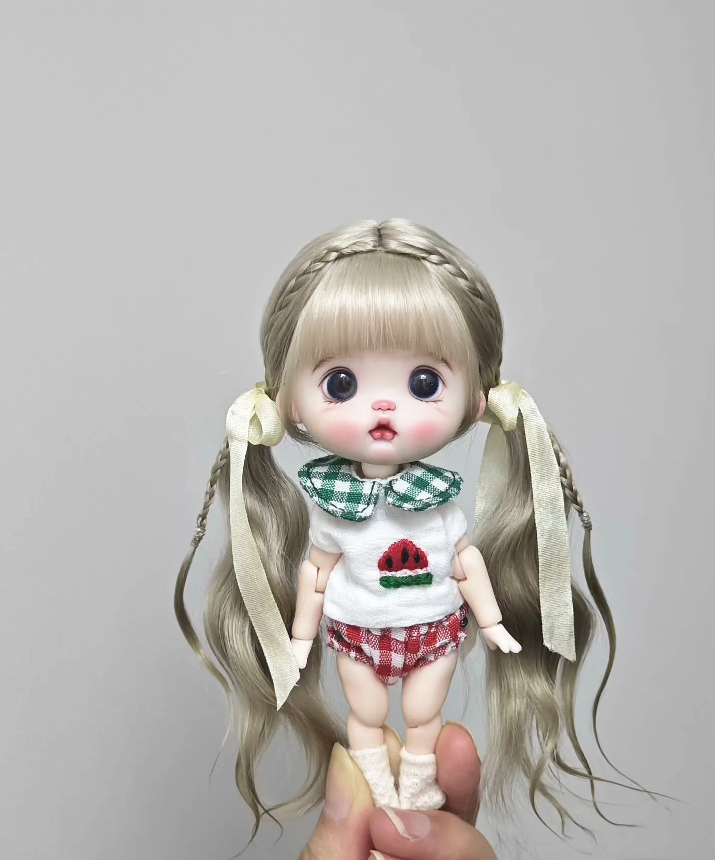 

Волосы для куклы OB11, парик с жесткой головкой, 14,5 см, парик по окружности головы, прекрасный мохер для куклы BJD, бесплатная доставка