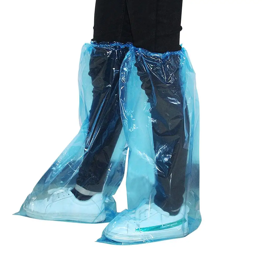 30 Pcs Thickened Long Shoe Covers Waterproof Disposable Outdoor Protector Drift Riding Foldable Elastic Band Labor Safety