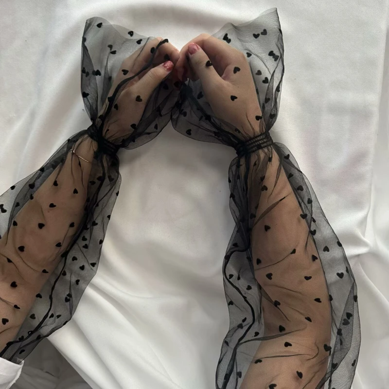 メッシュシアーフレアアームスリーブ薄いチュール取り外し可能な袖夏用ロングドライビング日焼け止め手袋コスチュームアクセサリー