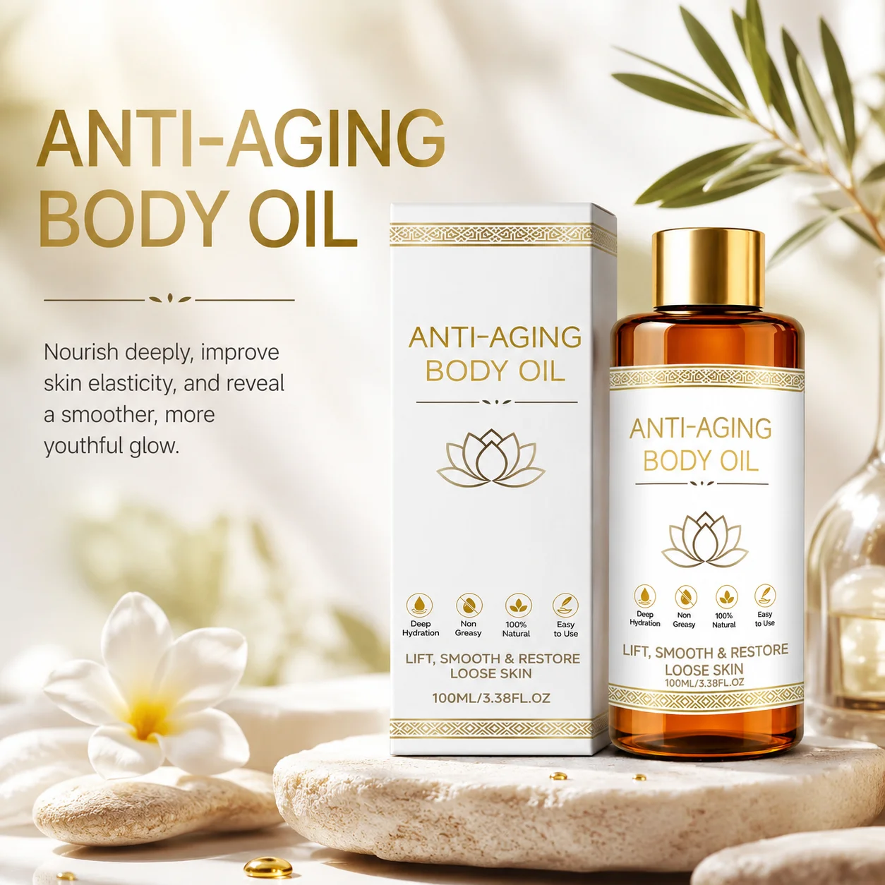 Anti Aging Body Oil | Firming Lifting Massage Oil |Deep Hydrating Natural Plant Formula Smooth Skin Care Enhance Skin Elasticity