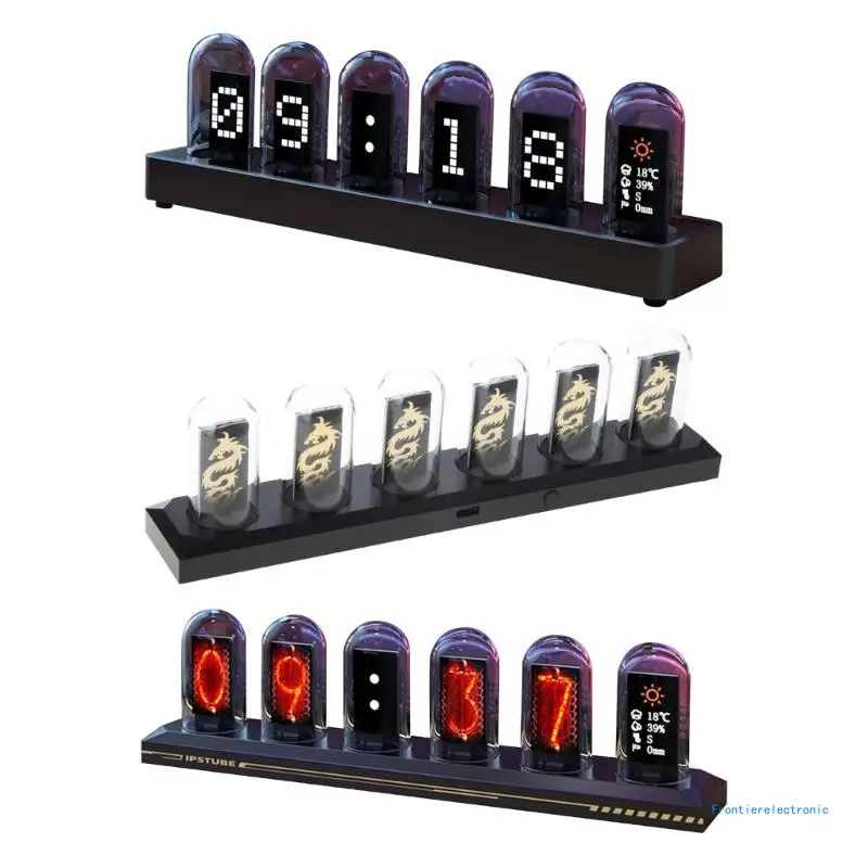 App Controlled Desktop IPS Tube Clock with Clear Display Creative Ornament DropShipping