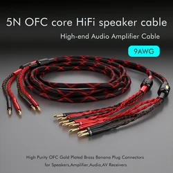 Alta Qualidade Hi Fi Electric Speaker Cable, Audiophile Cable, Banana para Pin Plug, Biwire, Altifalante Wire, Audio Line