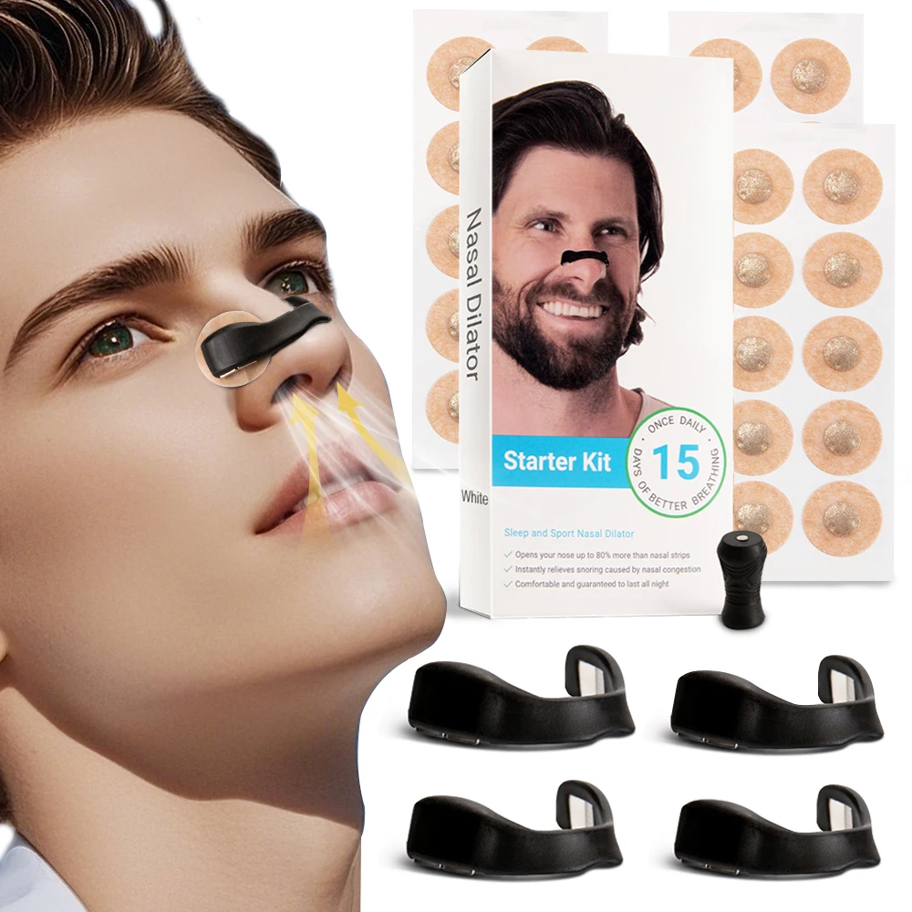 마그네틱 비강 스트립 비강 호흡 확장기 키트, 공기 흡입 증가, 수면 개선, 야간 코골이 감소, 15 쌍