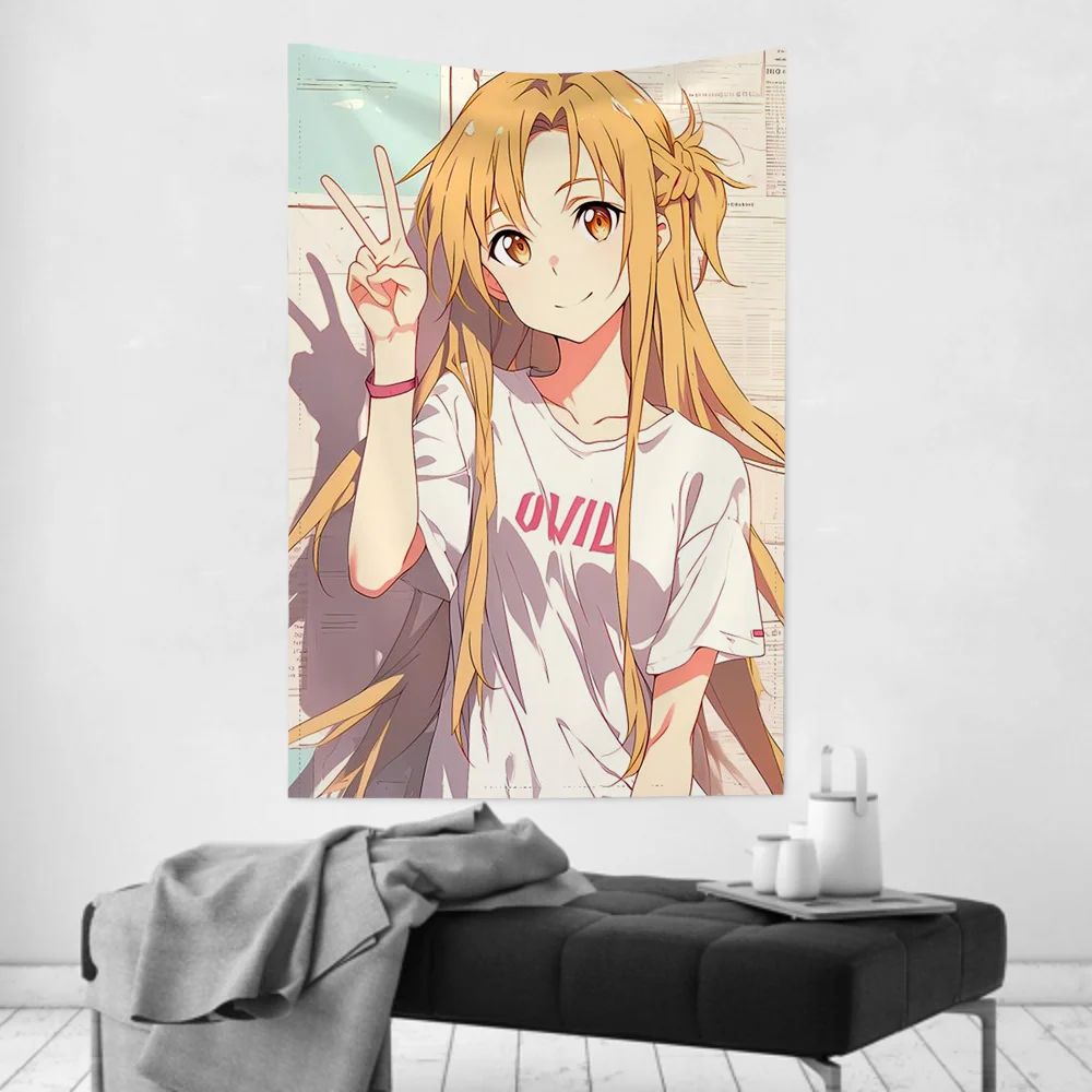 Yuuki Asuna Anime Sword Art Online Tapestry Room Decor Wall Cloth Party Hanging Background Room Decor Baby Room view 5