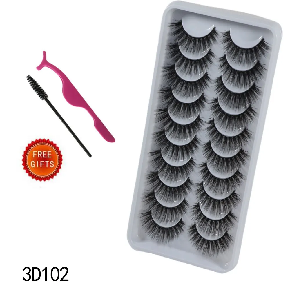 10pairs 3D Faux Mink Lashes Natural False Eyelashes Dramatic Fluffy Fake Lashes Makeup Eyelash Extension Eyelashes