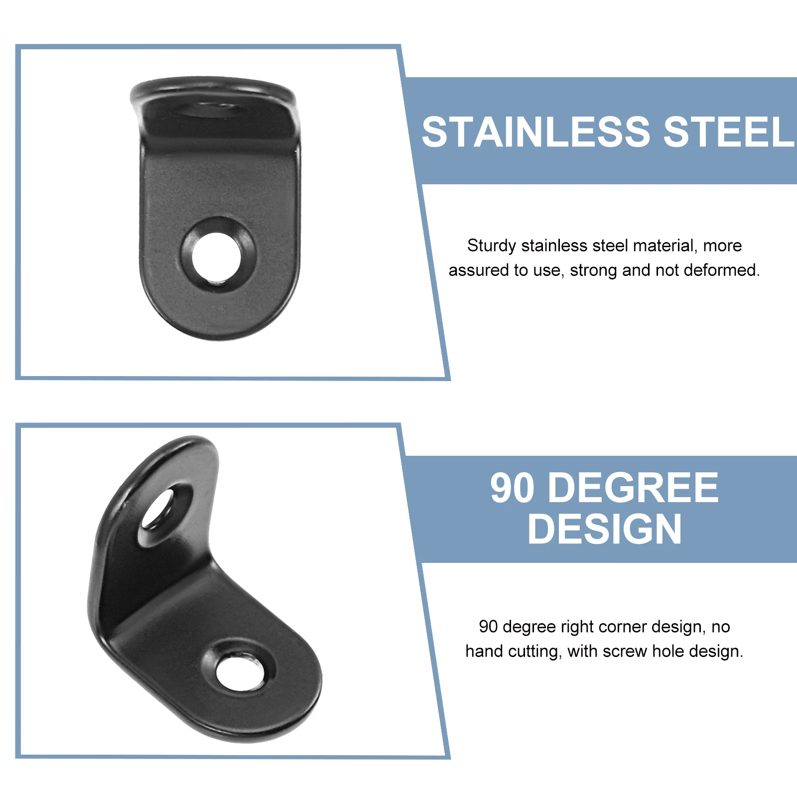 

24pcs Black Angle Brackets 20x20x2 40x16x2 100x17x2mm Wood Metal Corner Braces L Shelf Brackets Heavy Duty Hardware Accessories