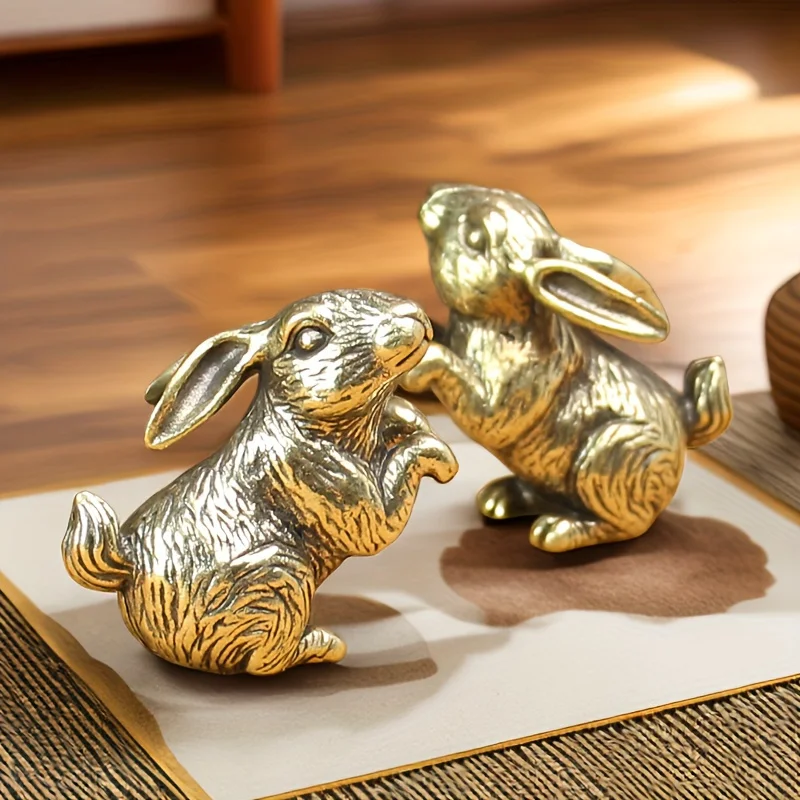 1 Stück Messing stehende Hasenskulptur – Vintage-Tierornament aus Metall – für Zuhause, Wohnzimmer, Büro, Café-Dekoration