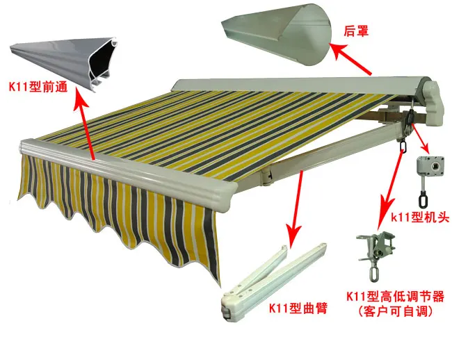 OEM Large Outdoor Retractable Caravan 270 Awning Tent with Full Cassette Motorized Patio Awning for Windows Canopy Customizable