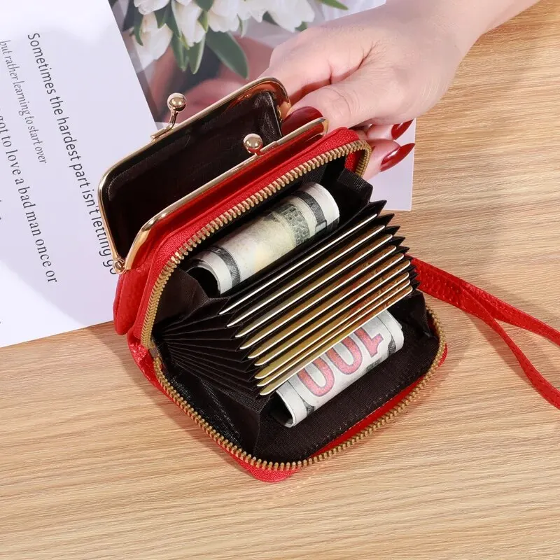 Portafoglio moda donna cinturino da polso corto Zero portafoglio borsa portamonete di grande capacità posizioni Multiple per carte fermasoldi per carte