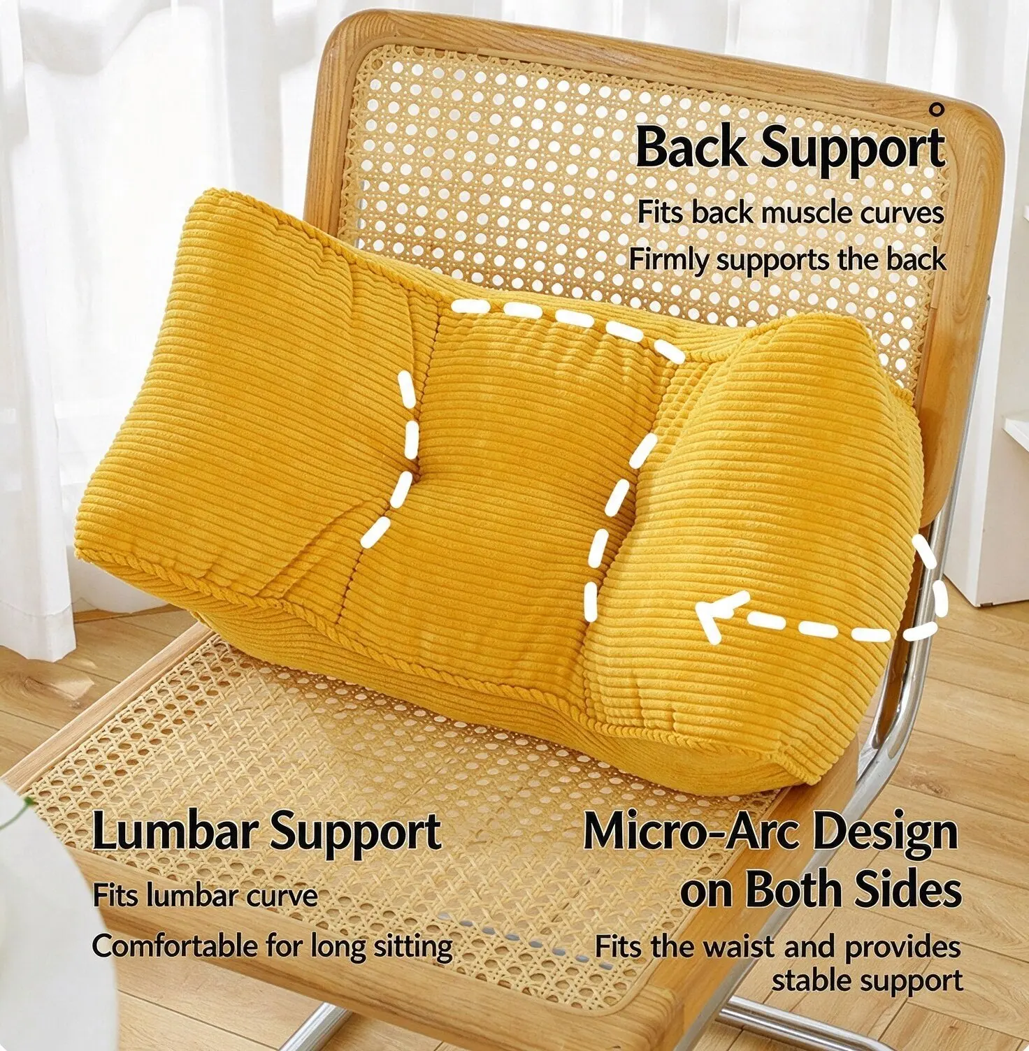 Corduroy Lumbar Support Pillow,Bed Backrest Cushion,Office Chair Waist Pillow,Simple Nap Pillow PearlCotton Filled Waist Cushion