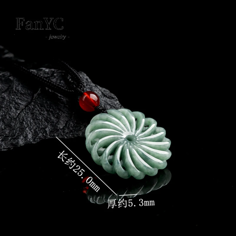 Natural A-goods Jadeite Fortune Pendant Men and Women Fashion Beads Treasure Jade Necklace Lucky Amulet