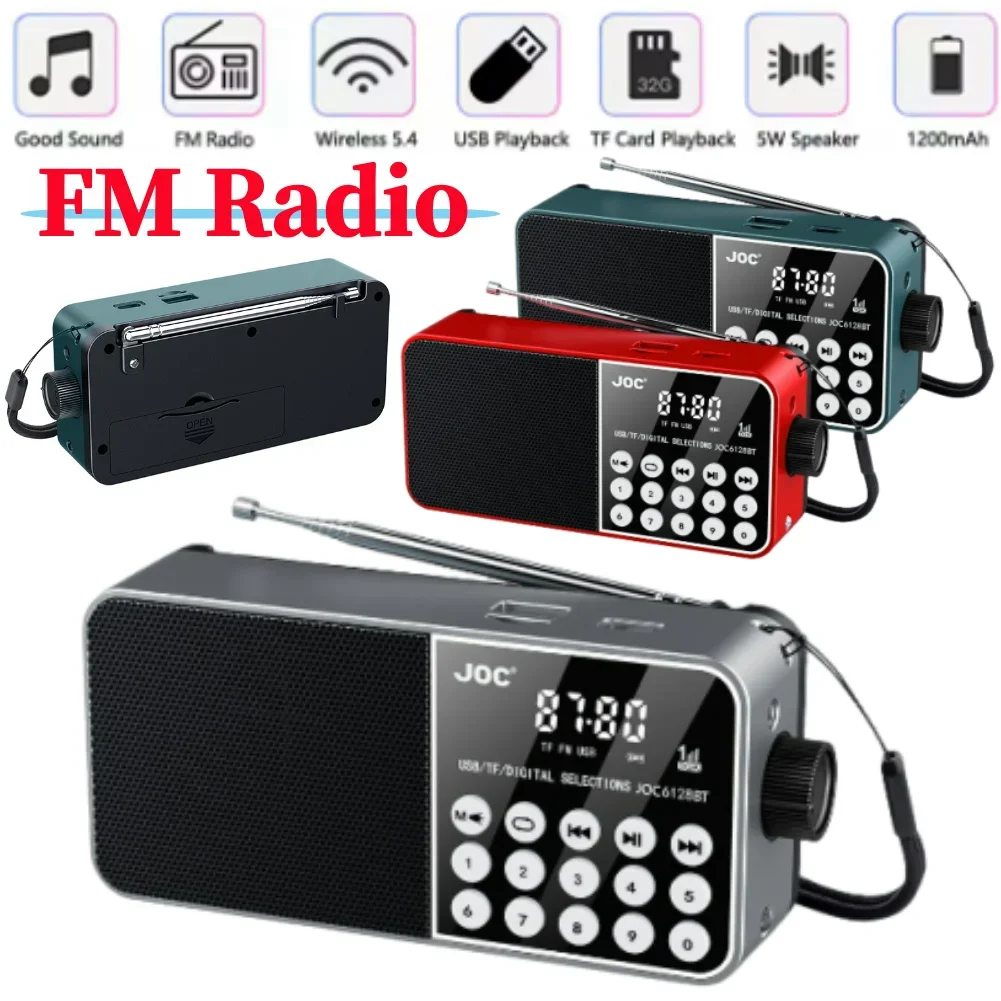 Receptor de Radio FM portátil Mini Radio recargable BT5.4 altavoz USB TF reproductor de MP3 con pantalla Digital LED conector para auriculares de 3,5mm