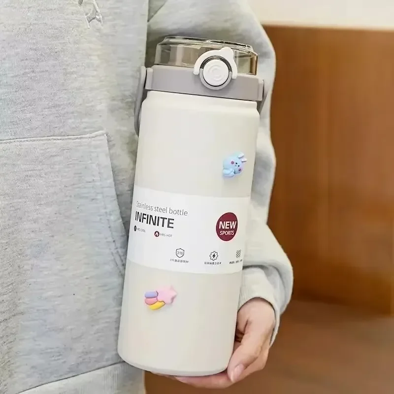 

Бутылка большой емкости 1 л с соломинкой из нержавеющей стали, двойная соломинка для питья, термобутылка для воды, сохраняющая холод и горячую чашку-термос