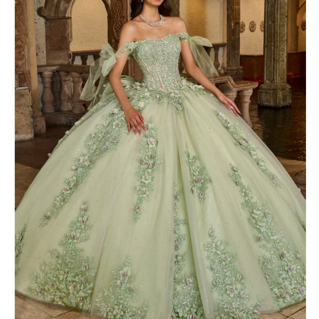 إيفلاست بريق حكيم Quinceanera اللباس ، ثوب الكرة ، زخارف الزهور ، الديكور الكريستال القوس مشد ، الحلو 16 ، 15 عاما ، TQD445