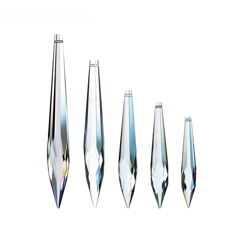 Camal 10pcs 50/63/76/89/100/120/150mm Clear Crystal Icicle Faceted Pendant Prisms Part Sun Catcher Home DIY Wedding Garden Decor