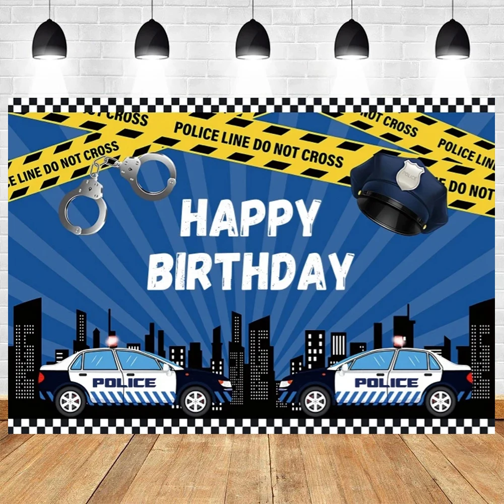 Police Gun Theme Baby Shower Birthday Party Children\'s Portrait Personalized Photography  Vinyl Background Decor Supplies