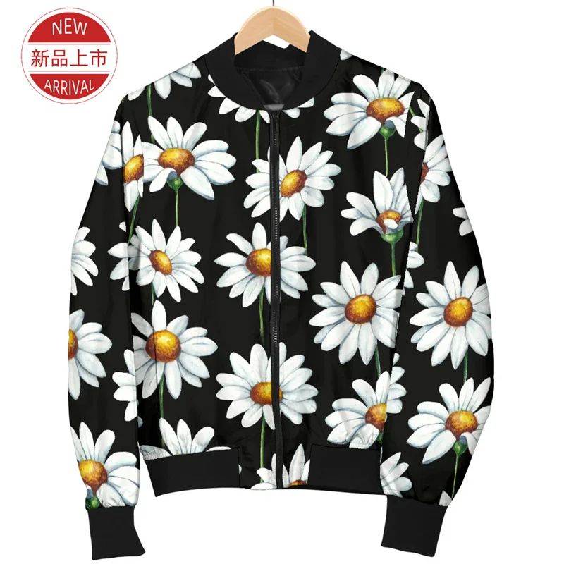 Vintage Daisy Blossom 3D Printing Jacket Fashion Streetwear  Lapel Jackets For Women Funny Casual Jackets Autumn Breathable Tops