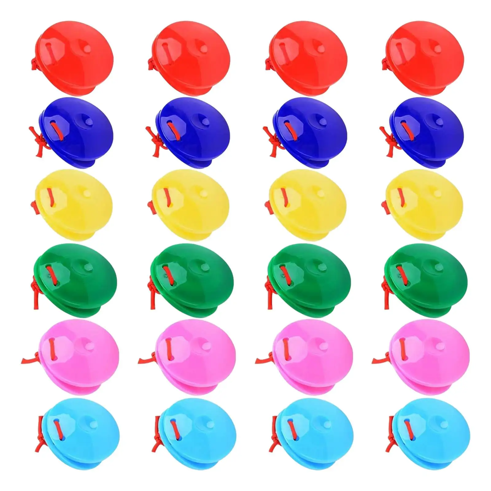 24x Wooden Castanets Toys Musical Percussion Instrument Colorful Musical Castanets for Children Baby Kids Party Boys Girls