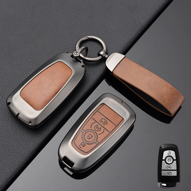 Retro Zinc Alloy 3 4 Button for Ford Raptor BRONCO F150 F250 F350 Remote Smart Car Key Case Cover Holder Keychain Accessories