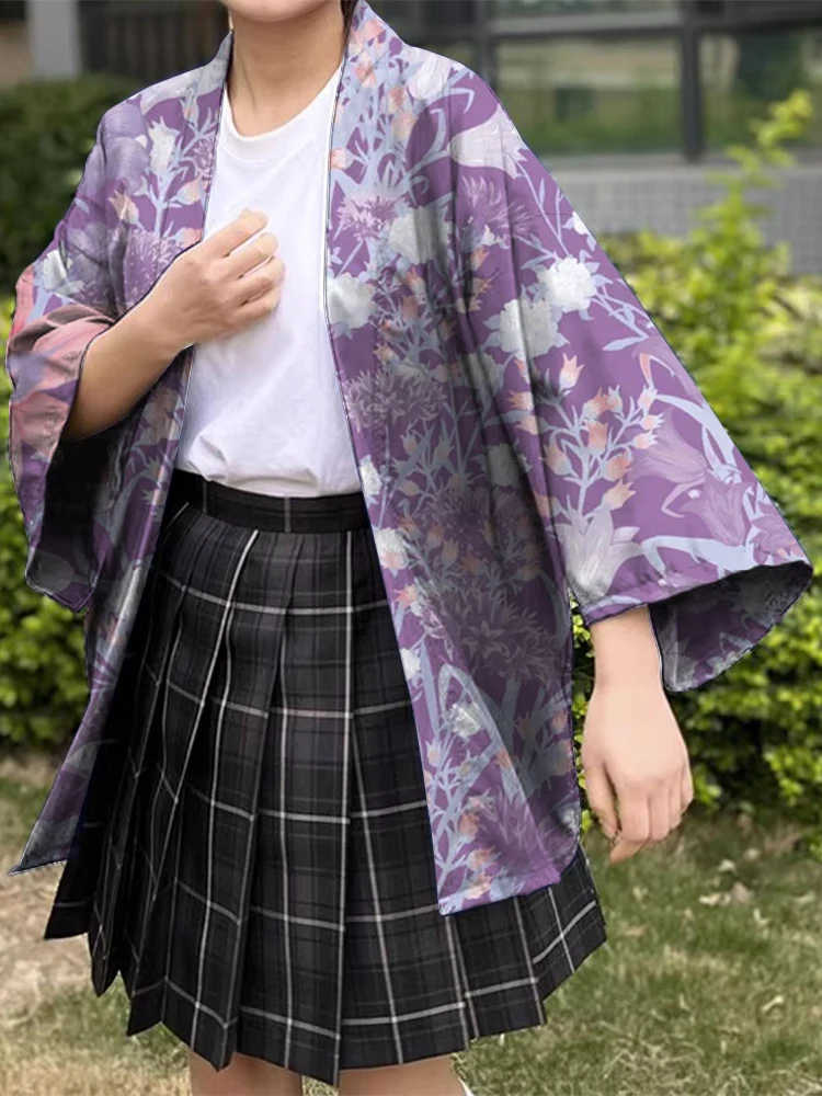 

Summer Women's Floral Pattern Kimono Men's Fashion Beach Hawaiian Shirt Fashion Cardigan Summer Holiday Pattern Kimono Yukata