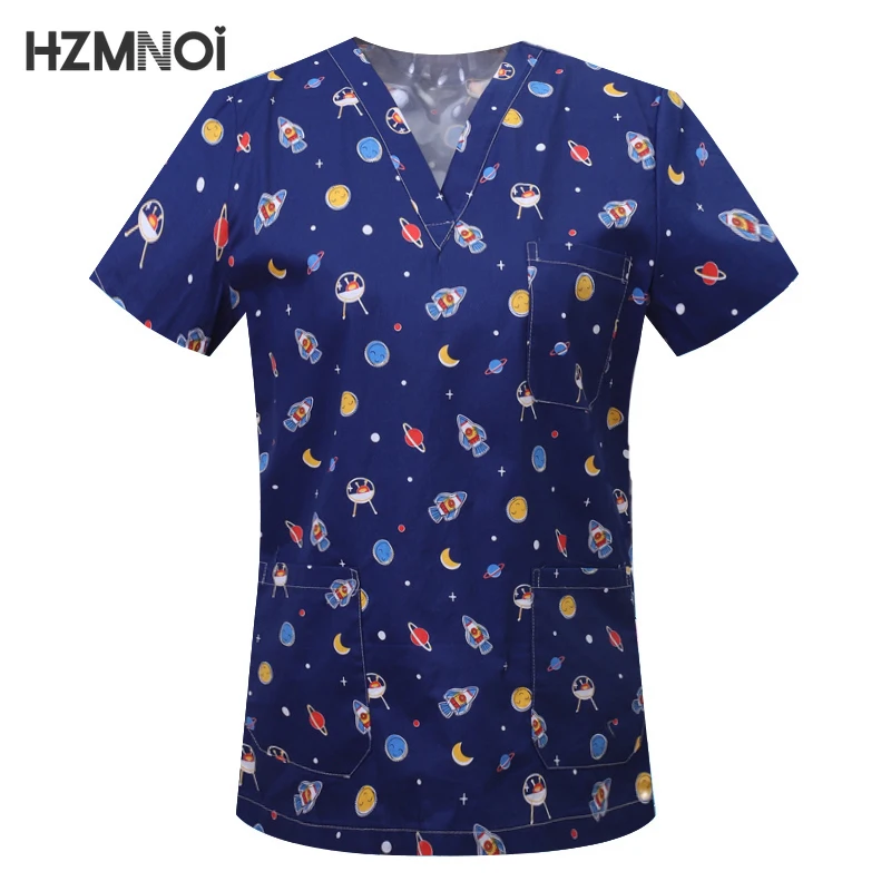 Dessin animé animaux imprimer clinique pour animaux de compagnie hôpital soins infirmiers gommage hauts chemises coton dentisterie médecin Blouse uniformes chirurgicaux médicaux