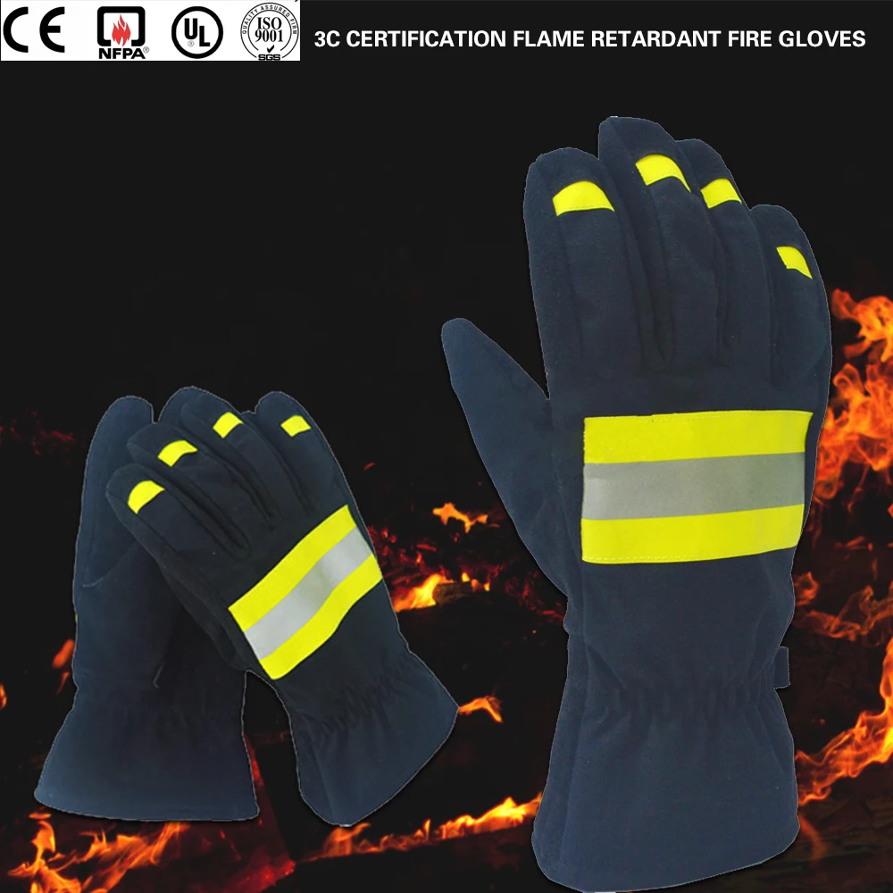 CE Certificates Firefighting gloves Made Of Aramid Fabric, Fireproof And High Temperature Resistant