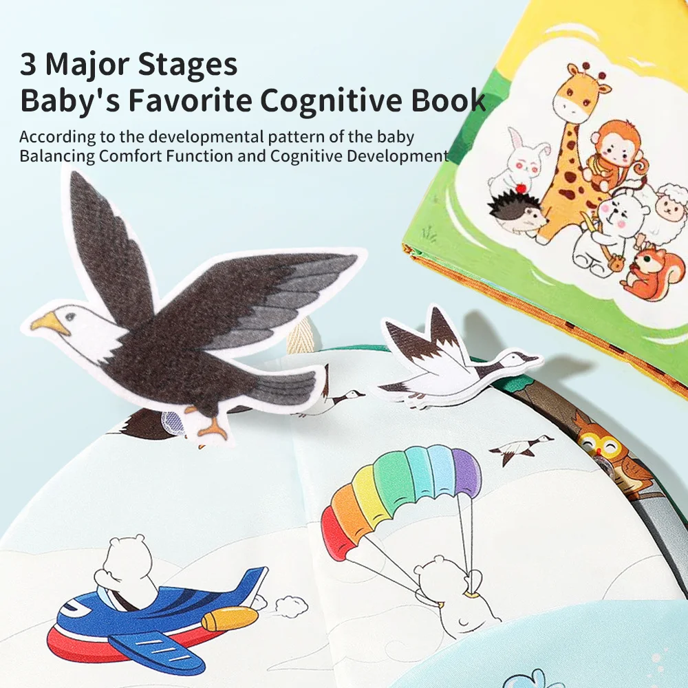 Livre d'apprentissage mentaires oriel tactile pour bébé, jouets froissés, animal 3D, puzzle pour bébé, jouets de gril, 0, 3, 6, 12, 18 mois