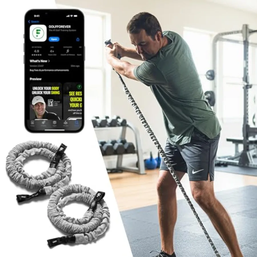 Resistance Bands with 3-Month App Membership for Golfers Black Blue Flexibility Training Pain Relief Routines to Increase Swing