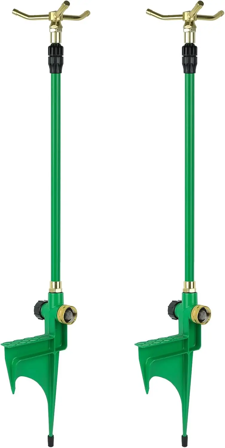 

[2 Pack] 3-Arm Sprinkler with Adjustable Telescoping Base, 360 Degree Rotation High-Rise Lawn Sprinkler for Large Area Co
