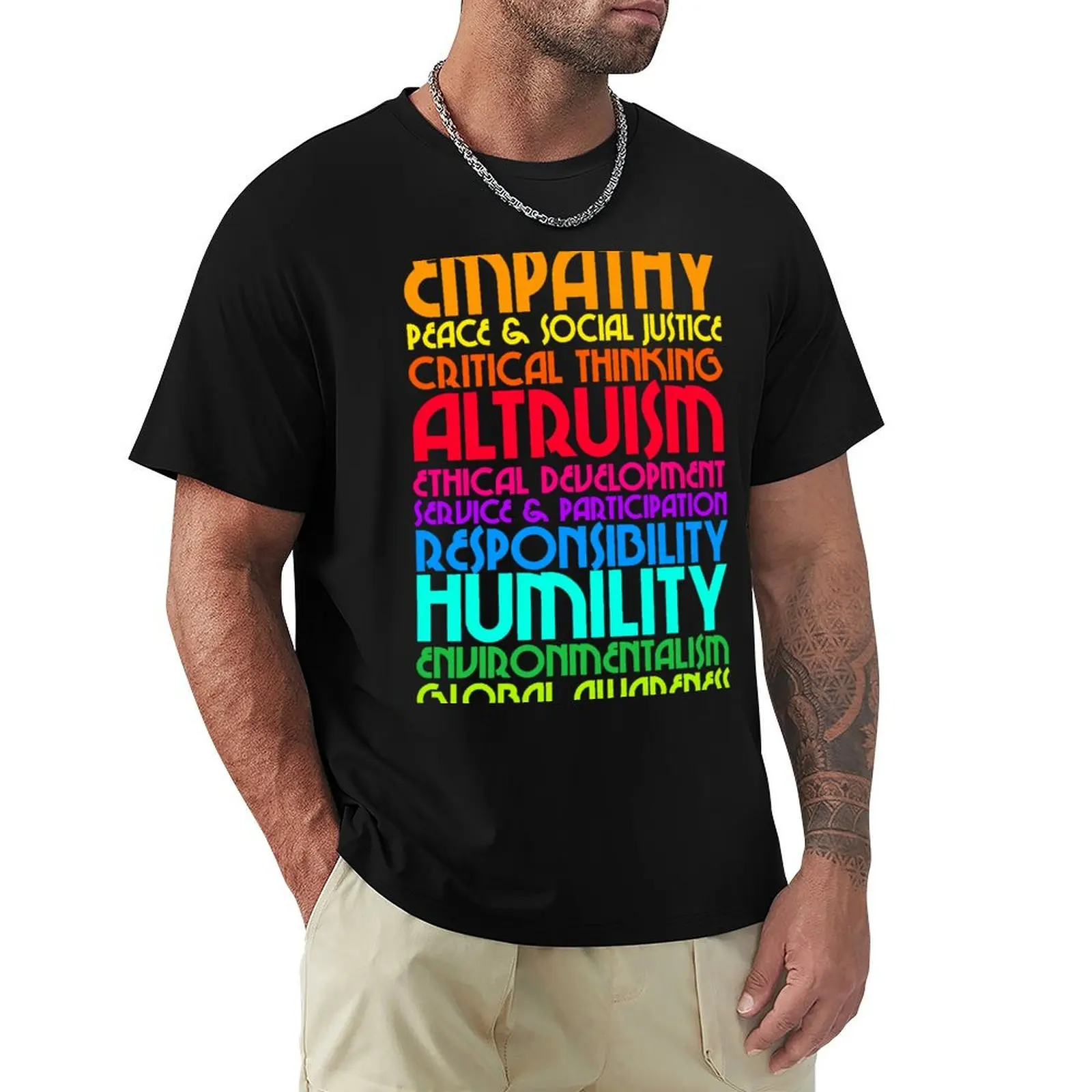 The Ten Commitments // Humanist Values Design T-Shirt Large Size Basic Casual T-Shirt