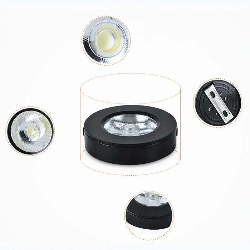 10pieces COB LED puck light 7W 10W 12W ultra thin round LED under cabinet light kitchen lamp Surface mounted LED Downlight