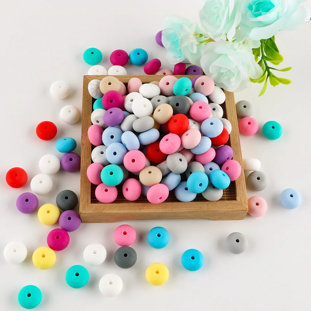 50Pcs/lot Abacus Silicone Beads BPA-Free Decorative Loose Beads For Making Jewelry Pacifier Chain Teeth Chew Silicone Beads