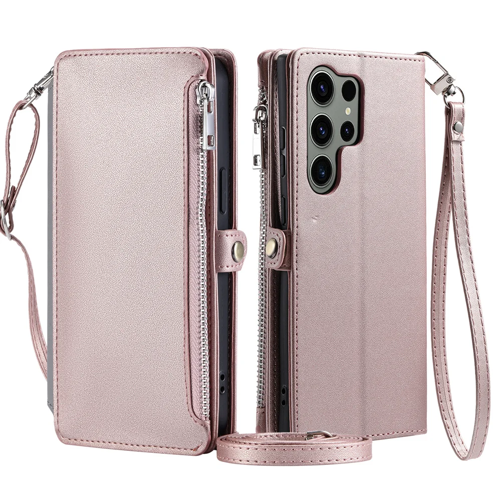 Crossbody Zipper Wallet Case For Samsung Galaxy S25 Ultra S23 S24 S21 S20 FE S22+ Plus A36 A16 A55 A35 A25  A15 5G A05S A06 4G