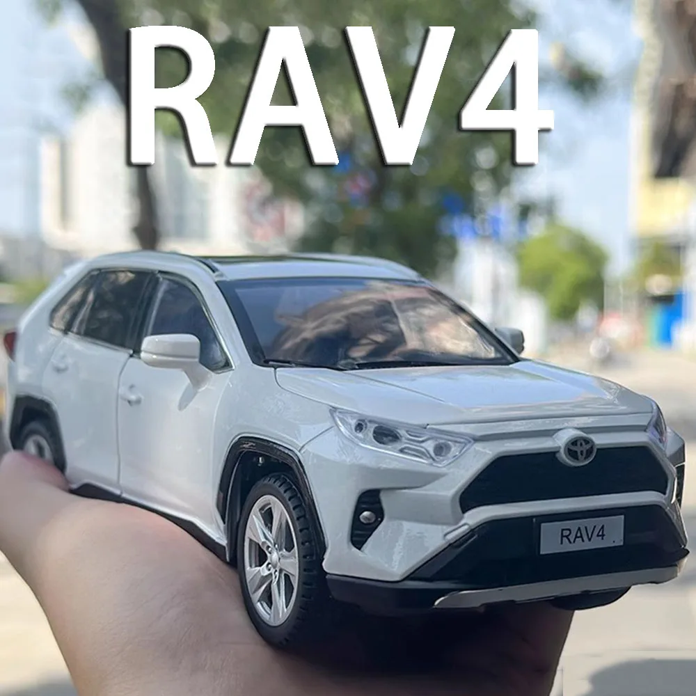 

1:24 RAV4 Sienna Alloy Diecast Car Model Toys Sound Light 6 Doors Opened Pull Back Shock Absorption Toy Cars for Children Gifts