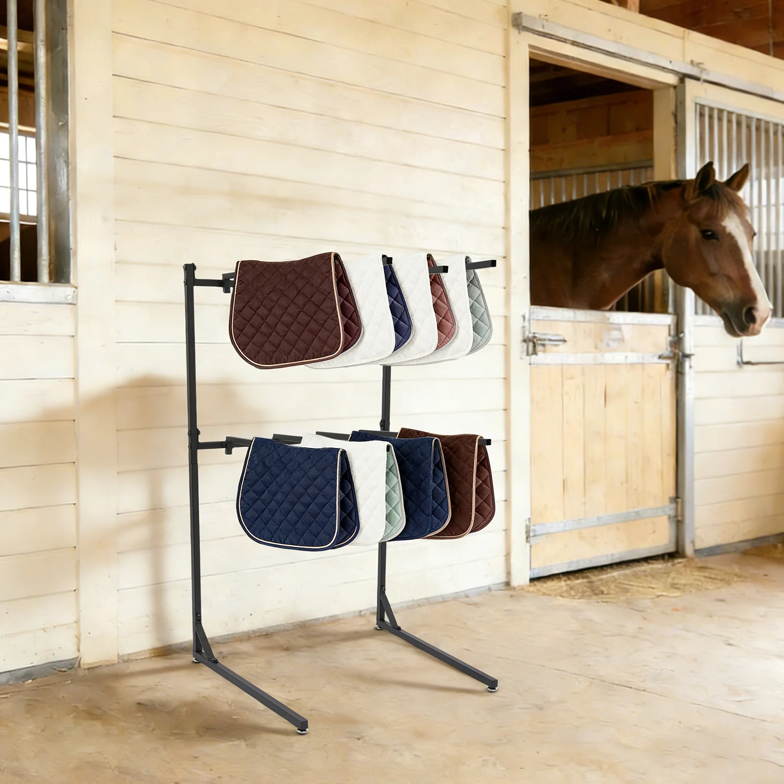 

Стойка для конских попон и попон-накидок на 8 кронштейнов, черная, грузоподъемность 50 фунтов, для конюшен, гаражей, амбаров