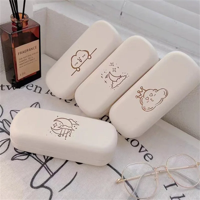 Portable Fold-able PU Glasses Case Cute Sunglasses Myopia Glasses Storage Box Travel Student Simple Sunglasses Box Storage Box