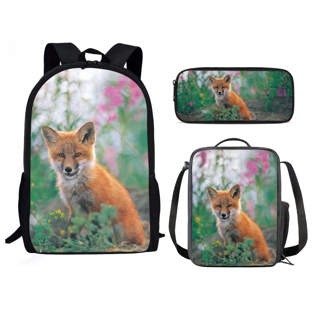Novità popolare Cool animal panda Stampa 3D 3 pezzi / set Borse da scuola per alunni Zaino per laptop Zaino Borsa da pranzo Astuccio
