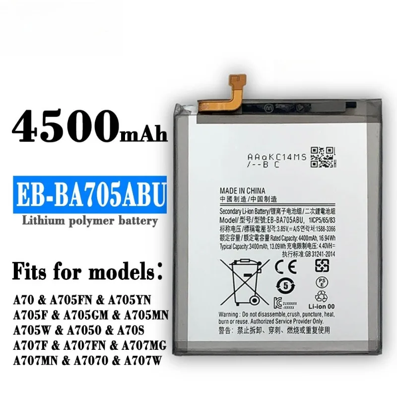 Baterai Pengganti EB-BA705ABU 4500MAh Baru untuk Baterai Samsung Galaxy A70 A705 SM-A705 A705FN SM-A705W dengan Alat