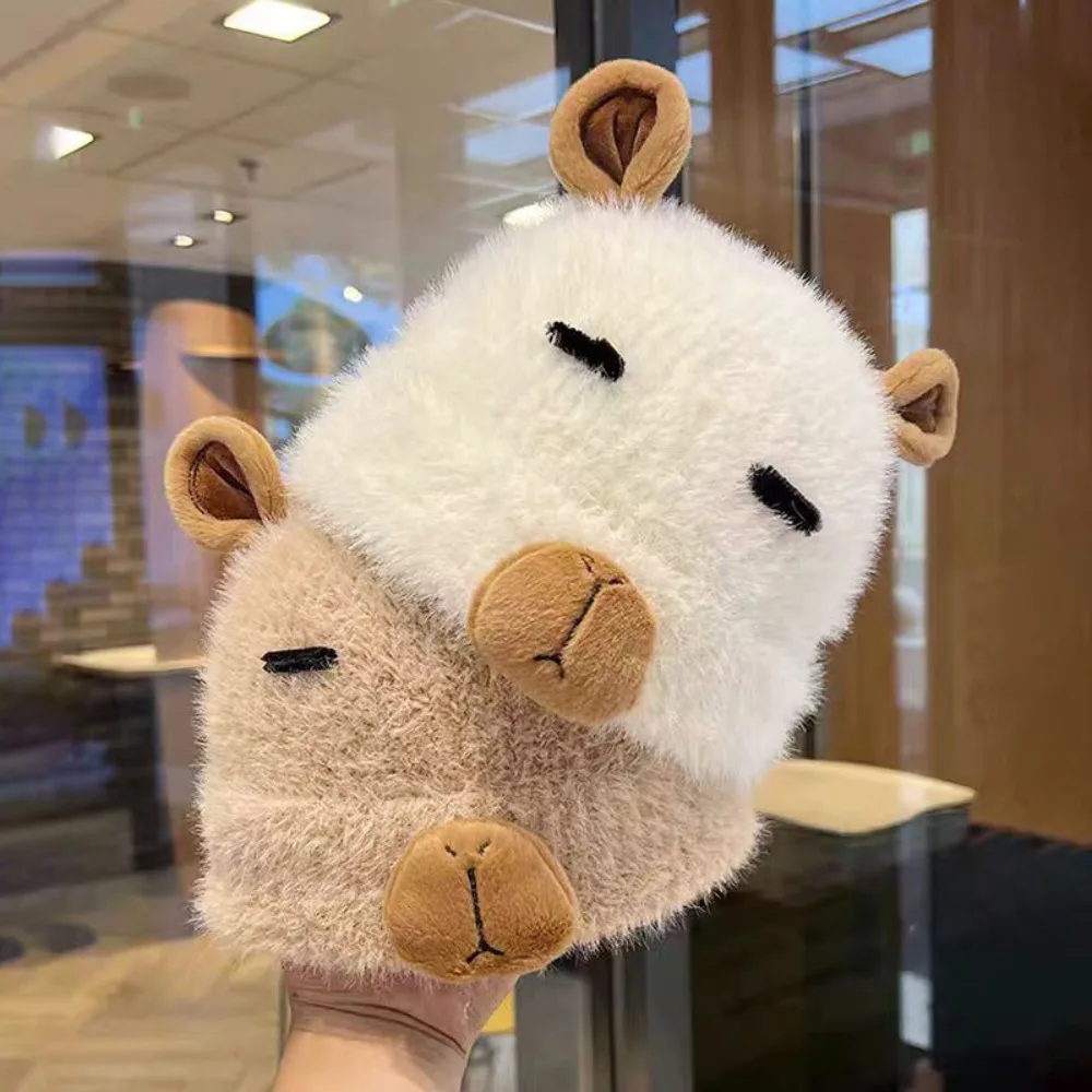 Fashion Cartoon Capybara Plush Cap Windproof Soft Children Pullover Hat Warmer Headgear Parent Child Cap Cycling