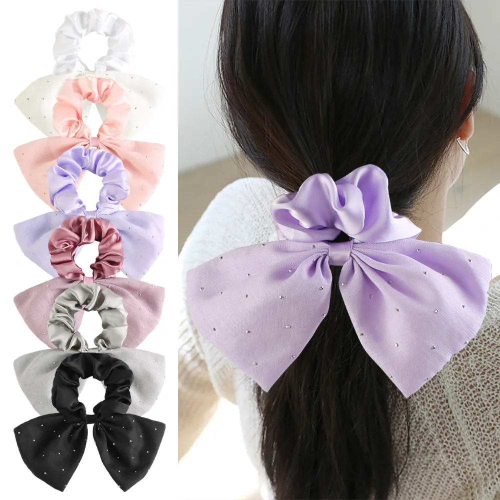 جديد الفرنسية رباط شعر طبقة مزدوجة الساتان الساخن الماس القوس غاسل رئيس زهرة المرأة القرص إكسسوارات الشعر بالجملة