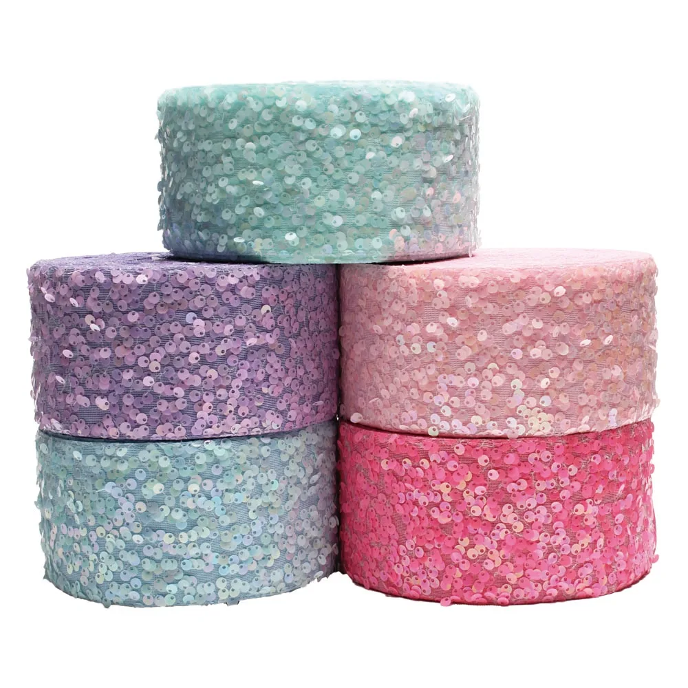 

3 inch Sequin Ribbon 75mm for Hairbows Handmade Craft Materials 20yards/lot