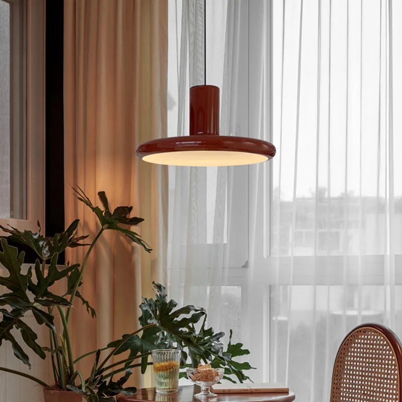Modern Red White Metal Pendant Lamp E27 Bulb Dining Room Kitchen Bar Bedroom Office Tea House Study