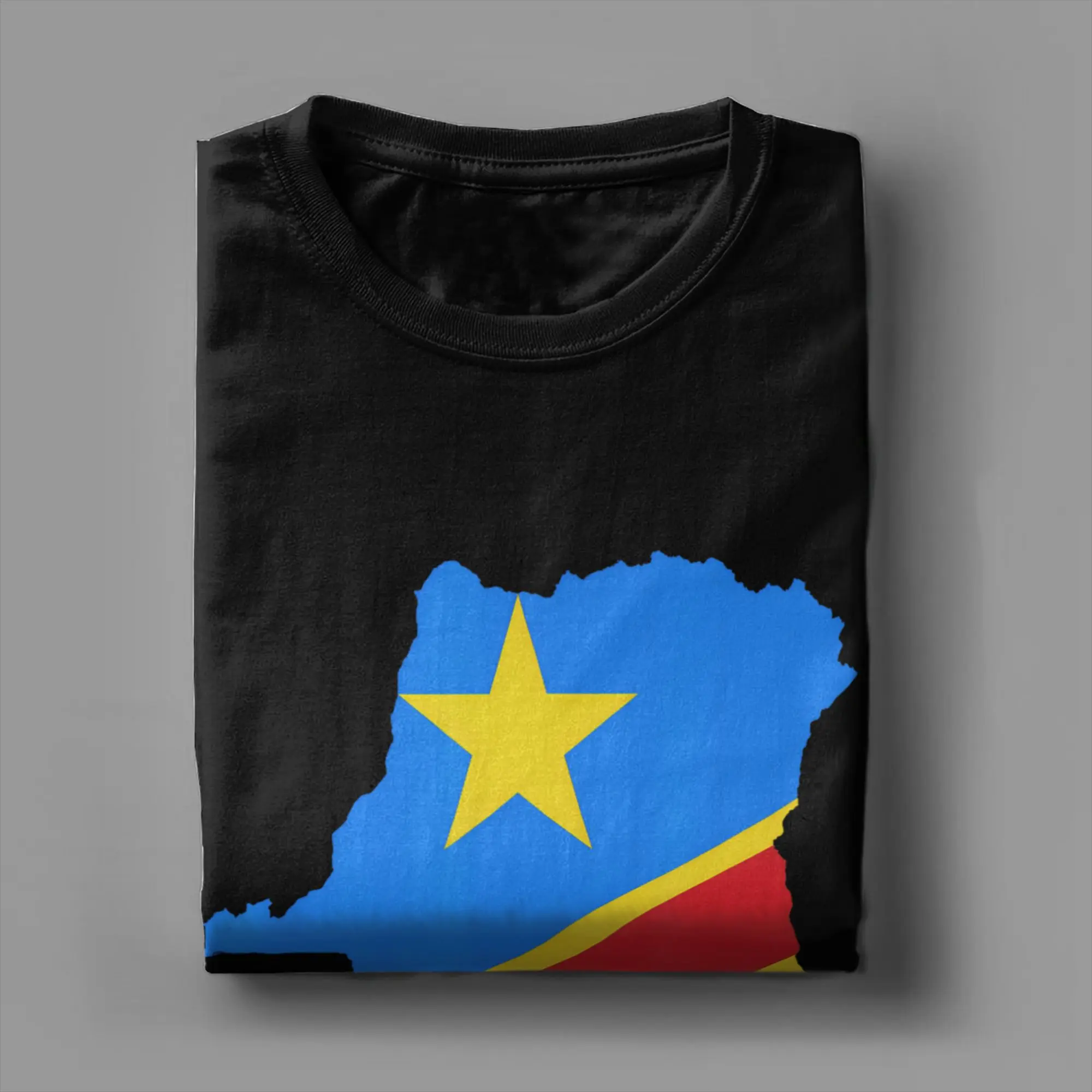 Republic Of The Congo Flag Map T-Shirts Men  Novelty Pure Cotton Tees Round Collar Short Sleeve T Shirts Summer Clothing
