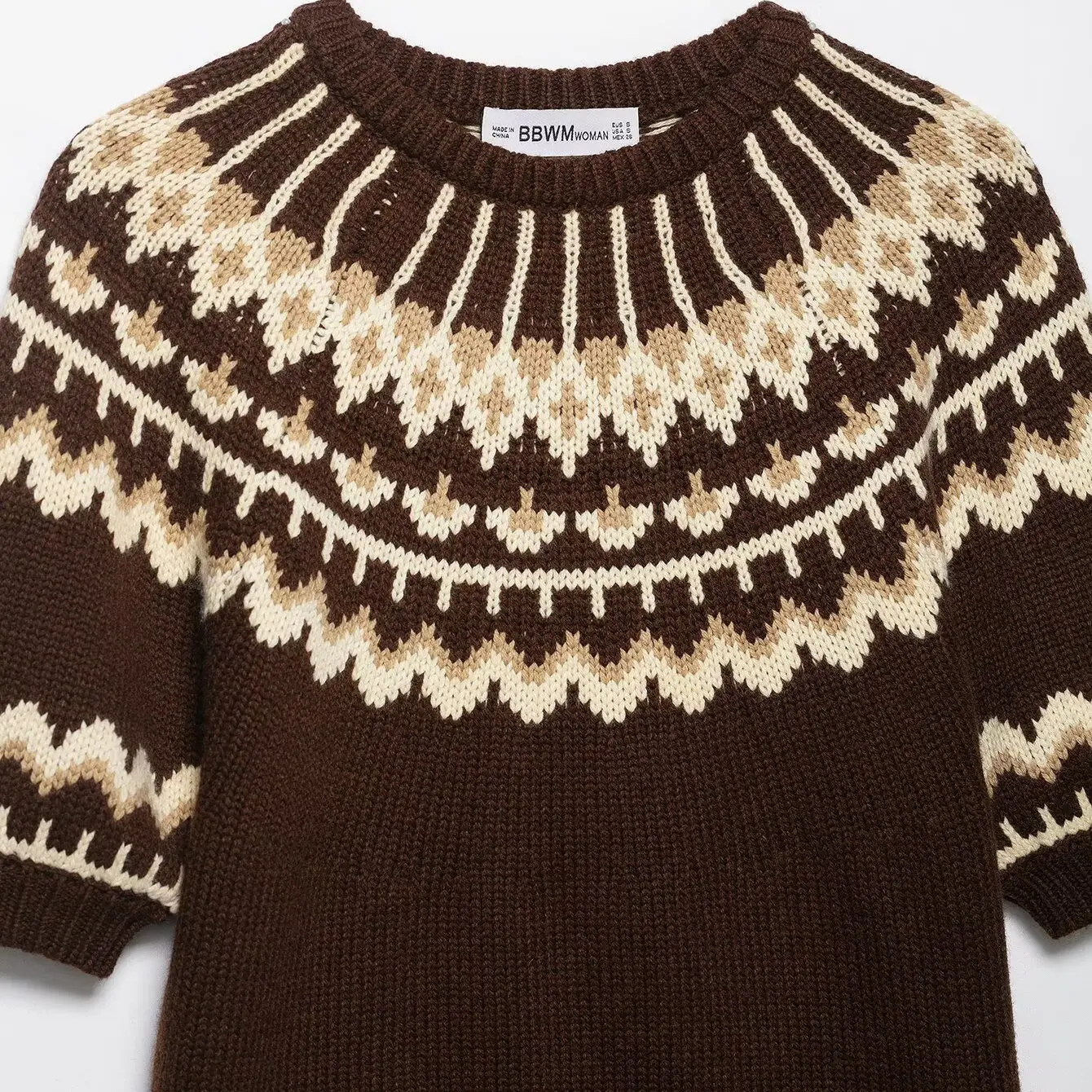 JNLEAOG Faionable Knitted ort Sve Sweater with Embroidery Design for Women Autumn New Sle Loose Fit Polyester Fiber