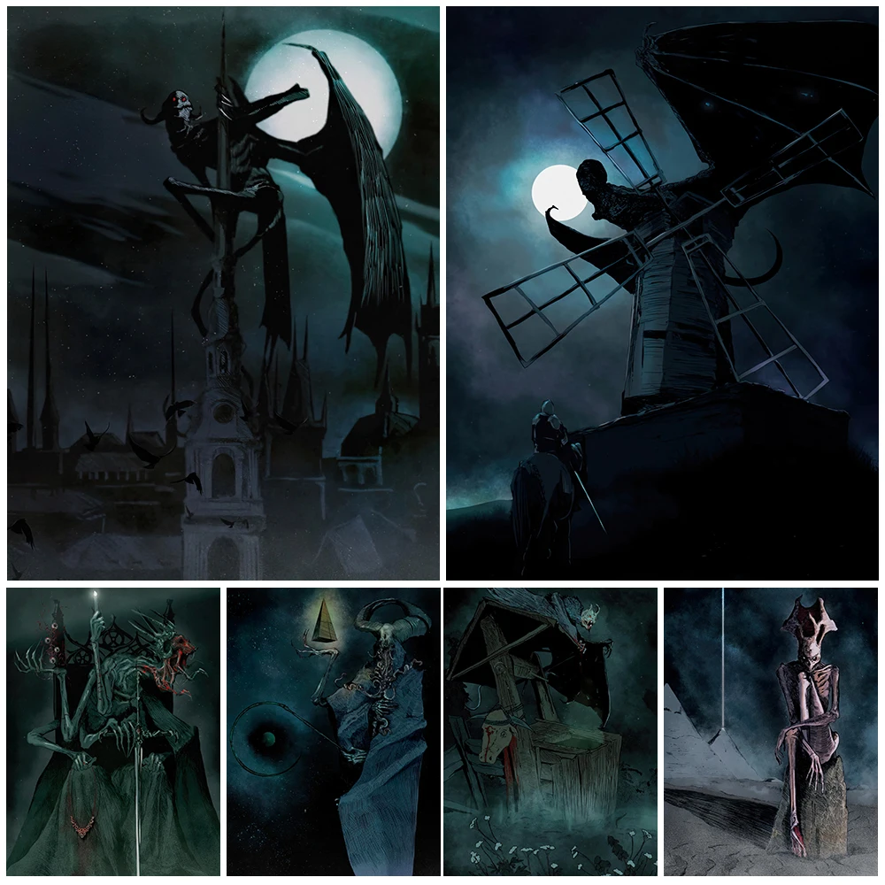 The Cursed Well And Bat Demon Vintage Wall Art Canvas Painting Soul Catcher In The Night Art Poster Print Home Decor Unframed