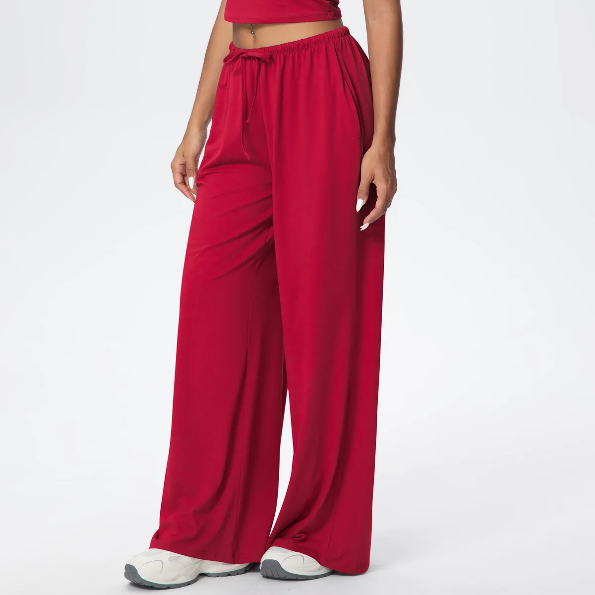 MIML 2026 Long Pants for Women Loose Casual Drawstring Wide Leg Trousers Elastic Fitness Sporty Style New Arrival