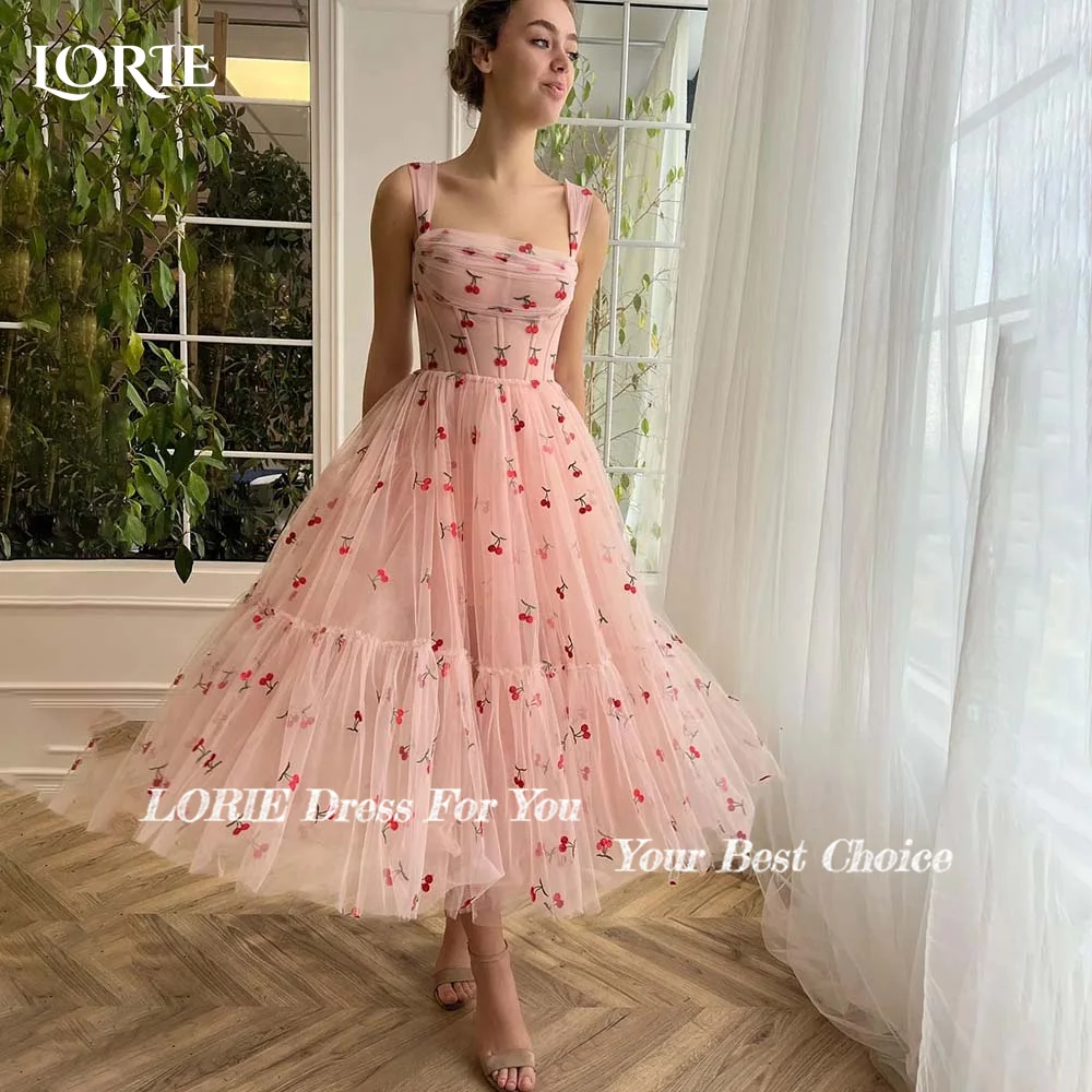 LORIE Flowers Saudi Party Dress Formal Evening Dress Prom Dress Sparkly Sweetheart Spaghetti Straps Graduation Dress for Teens