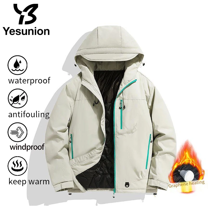 YESUNION Autumn Winter Outdoor Mountain Series Couple Jacket Windbreaker Climbing Suit Windproof Waterproof Warm Cotton Coat