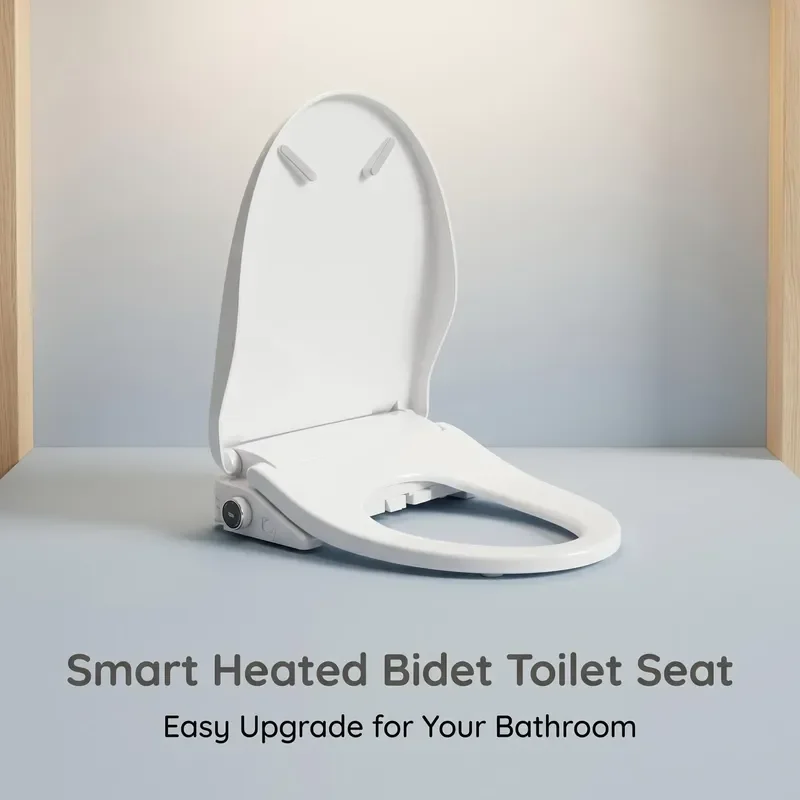 Smart Bidet Toilet Seat with Heating Warm Air Dryer Self Cleaning Double Nozzle Slow Close Cover Modern Design for Bathroom